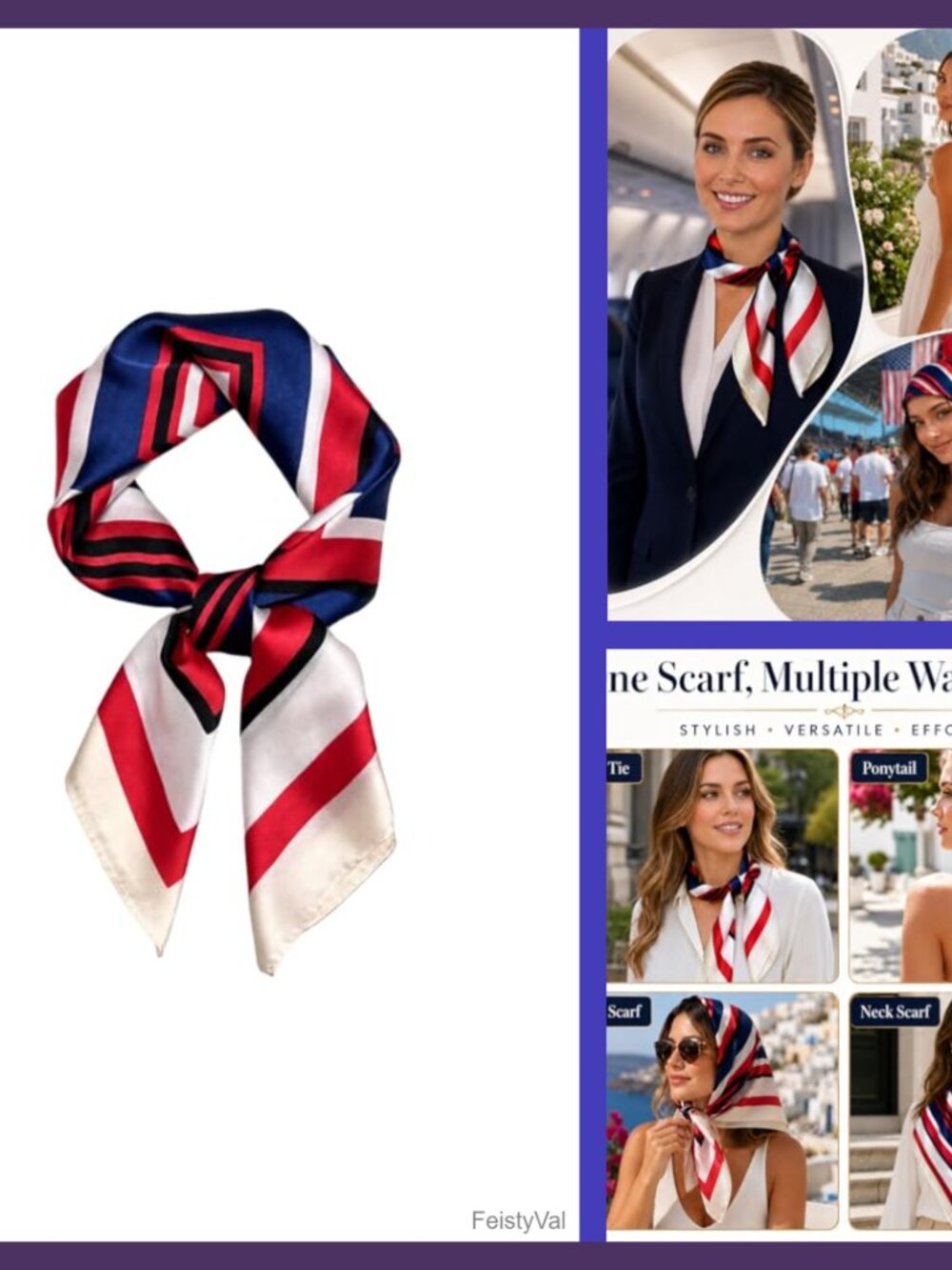27.5" Square Satin-Like Scarf Hair Wrap Neck Scarf Headband Bag Accent